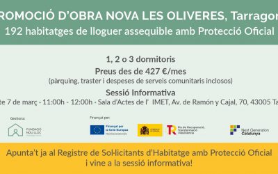 Sessió informativa per a la promoció de 192 habitatges de lloguer assequible Les Oliveres